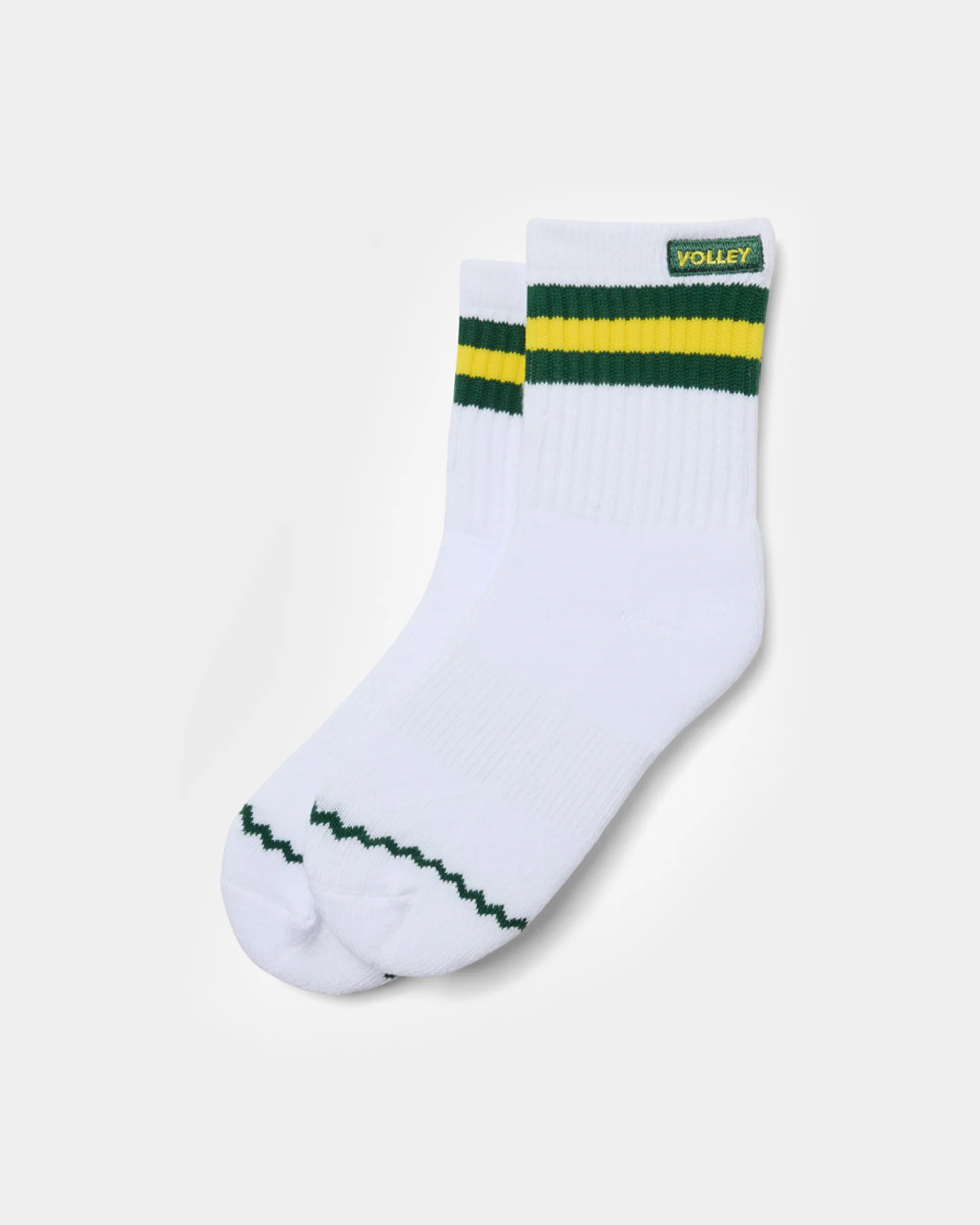 Junior Mid Socks White/Green/Gold - Image 5